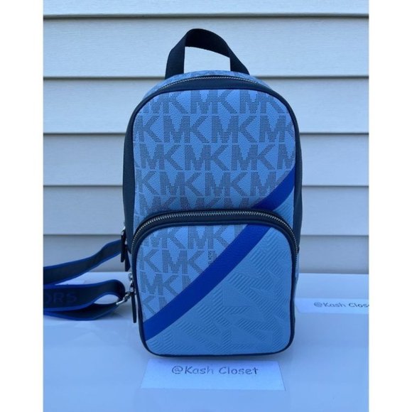 Michael Kors MK Cooper Logo Sling Backpack - Chambray - Picture 1 of 12